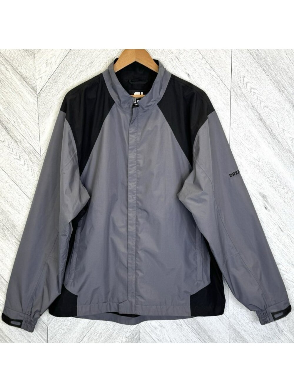 Footjoy Dryjoys Golf Full Zip Rain Windbreaker Jacket Mens Size XL Gray Black
